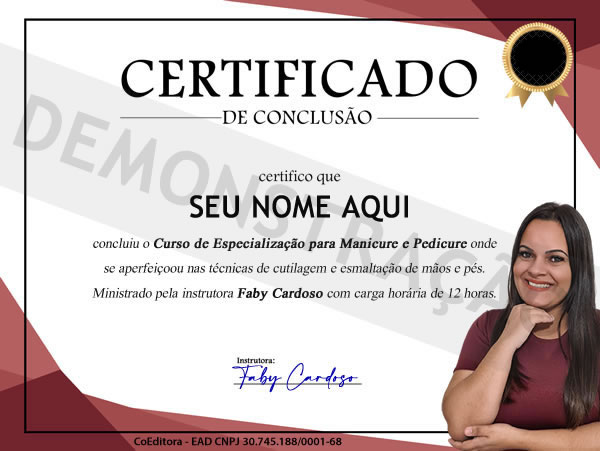 Certificado do curso Faby Cardoso